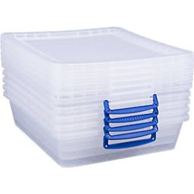 Really Useful Boxes stapelbare opbergboxen, transparant, met deksel, 10,5 l, 5 stuks