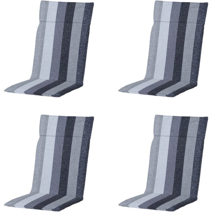 Madison - Tuinstoelkussen Hoge Rug Victoria grey - Ca. 120x50 cm - Set van 4