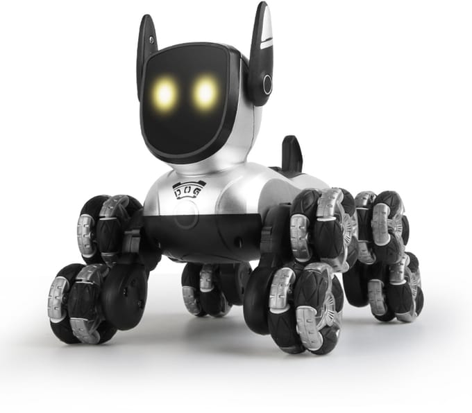 Fuegobird RC Speelgoedhond - RC Stunthond - 8 Wielen - 360° Rotatie - Grijs