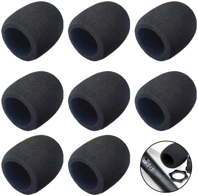 Dailygoods- Windscherm Microfoon - 8 Stuks - Schuimrubberen Afdekking - Herbruikbaar - Wasbaar - Geluidsfilter - Microfoonhoes
