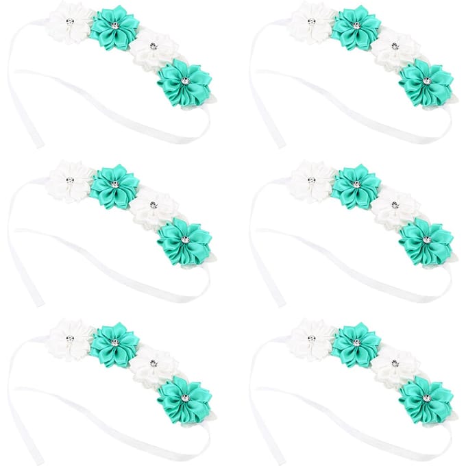6 Stuks Mooie Bruid Bruidsmeisjes Simulatie Lint Polsbloem Bruiloft Decoratie blue