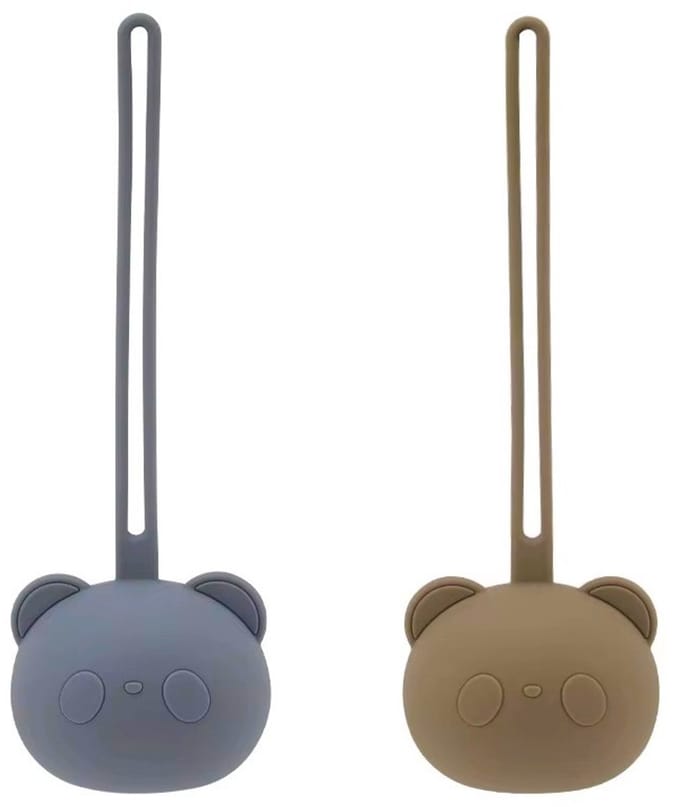 2 Stuks - Siliconen Speenhouder Beervorm - Blauw en Bruin