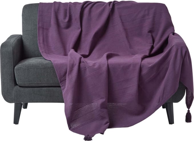 Homescapes Rajput sprei, 100% katoen, paars, 225 x 255 cm