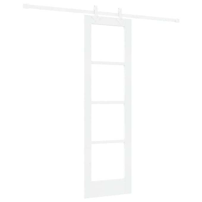 vidaXL - Schuifdeur - 61 - x - 198,5 - cm - Massief - grenenhout - en - glas - Wit
