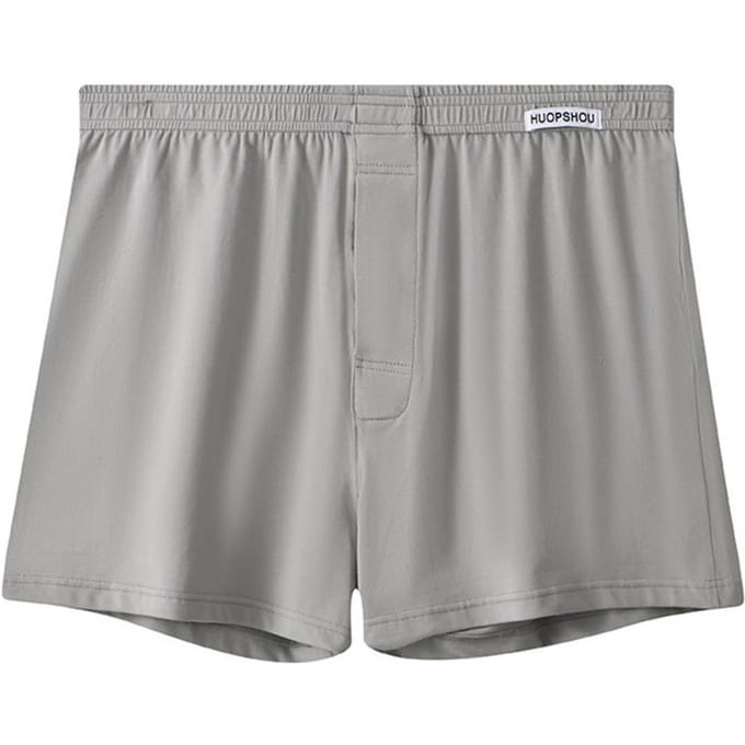 Heren Boxer Ondergoed Open Design Knoopsluiting Mid-rise Elastische Tailleband Shorts Briefs Effen Kleur Losvallend Ondergoed M