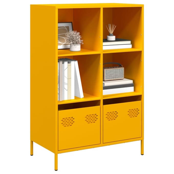 vidaXL - Hoge - kast - 68x39x103,5 - cm - staal - mosterdgeel