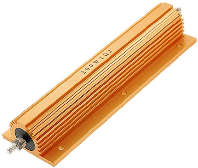Aluminium Clad Resistor - Weerstand Component - Elektronica Projecten - 200 Watt Vermogen - 1 Ohm - Goudkleurig