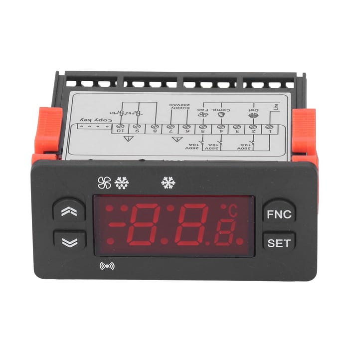 Temperatuurregelaar Fahrenheit Celsius Schakelbaar Digitaal Display NTC Sensor Thermostaat 230V AC red