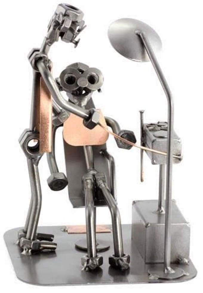 Metalen beeld - Tandarts - Man - Moerenbeeldje - by Rawa