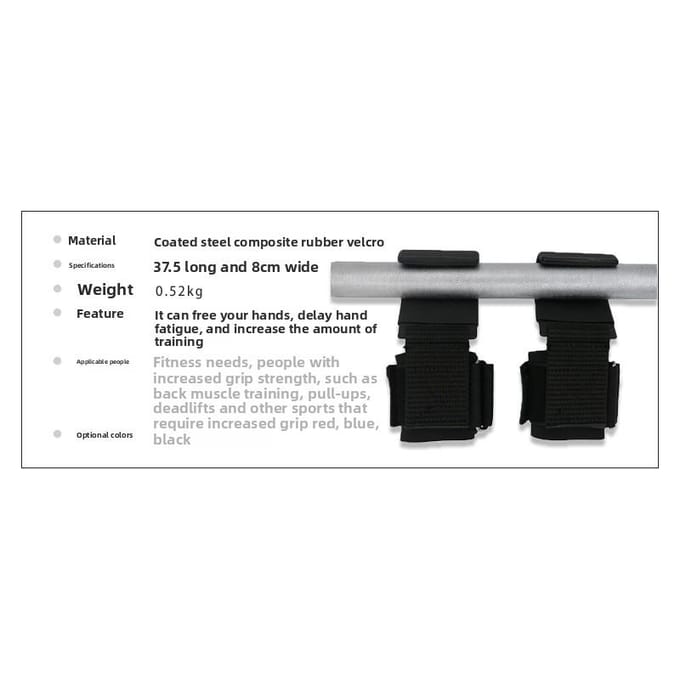 Fitness Haak Pols Grip Haak Pull-up Horizontale Stang Handschoen Hulpriem Deadpull Riem Hulp Handriem One size, one pack. black