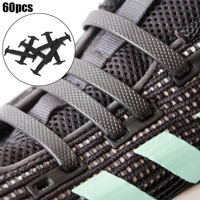 60 stuks Siliconen Luie Schoenveters Elastisch Zonder Strikken Schoenveters Hardlopen Sneakers Schoenveter voor Kind gray