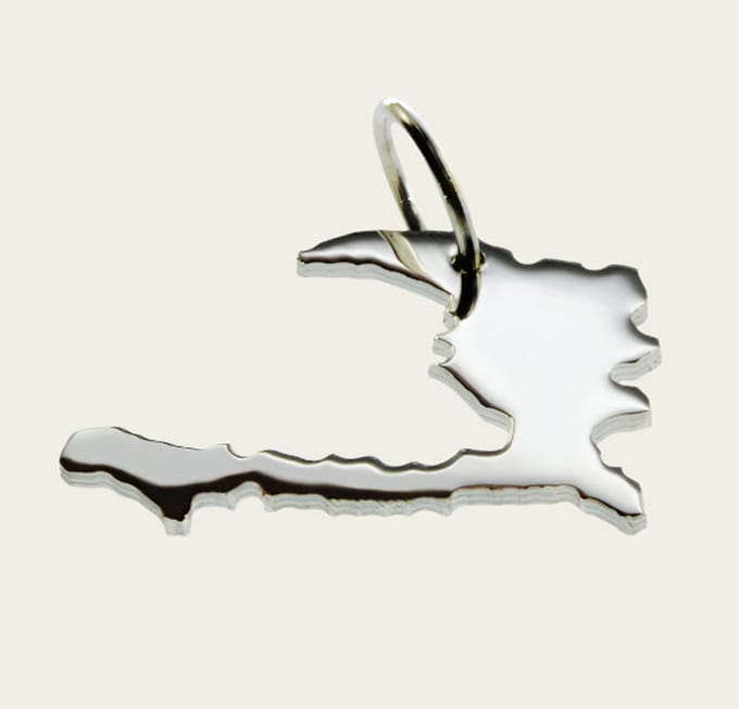 Zilveren Landkaart Haïti ketting hanger