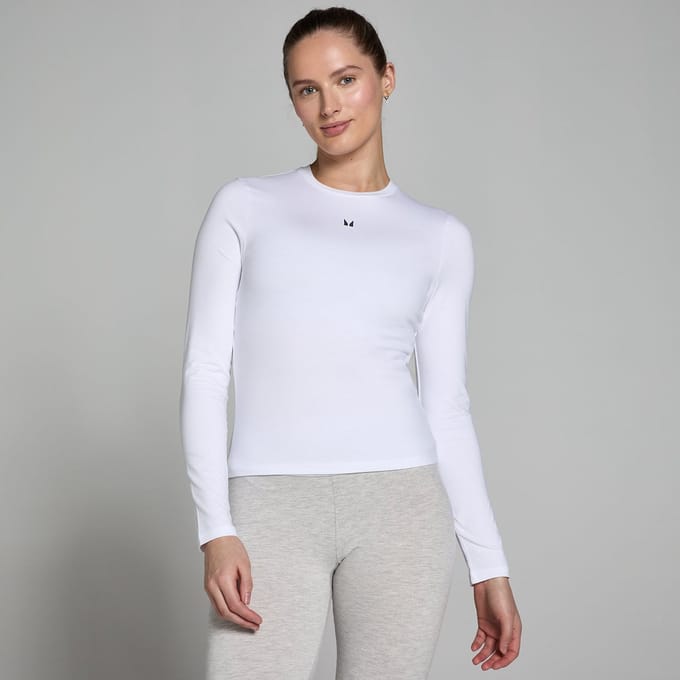 MP Basics T-shirt met nauwsluitende pasvorm en lange mouwen voor dames - Wit - S