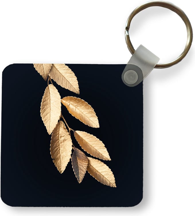 Sleutelhanger - Uitdeelcadeautjes - Bladeren - Zwart - Goud - Luxe - Planten - Plastic