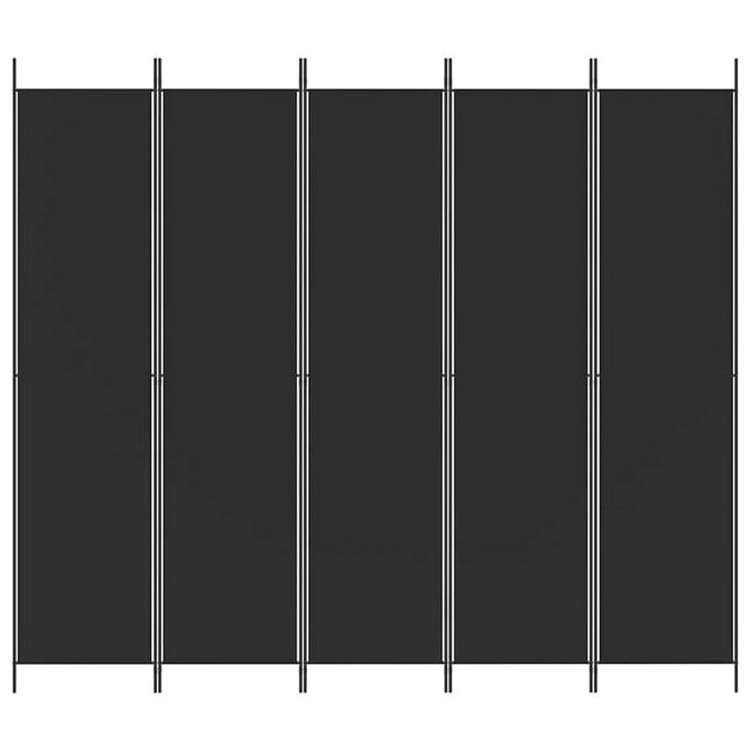 vidaXL - Kamerscherm - met - 5 - panelen - 250x220 - cm - stof - zwart