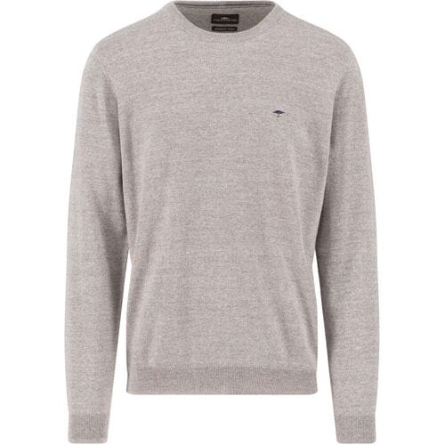 Fynch-Hatton Trui Supersoft Touch O-Neck Cotton Wool Blend Light Taupe / male
