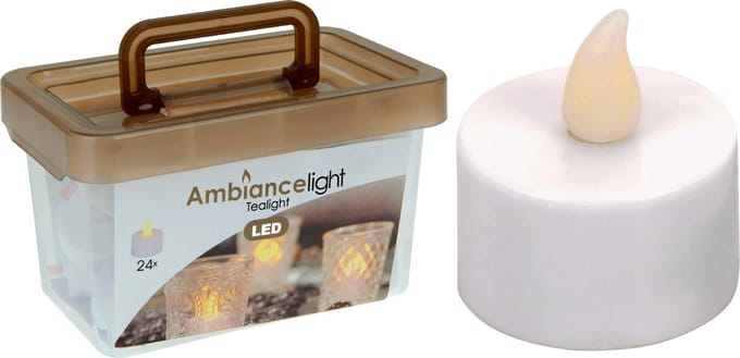 Ambiance light LED Theelichtjes - 24 stuks met batterij - Warm wit flakkerlicht