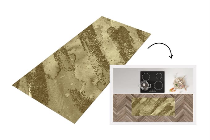 Keukenloper - Loper keuken - Gold - Glitter - Structuur - 120x50 cm - Keukenloper vinyl