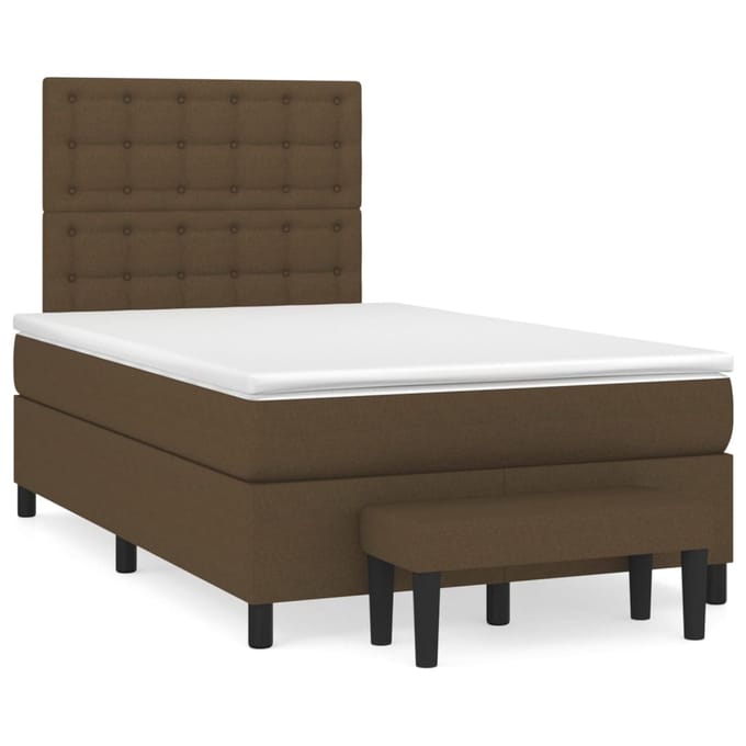 vidaXL - Boxspring - met - matras - stof - donkerbruin - 120x190 - cm