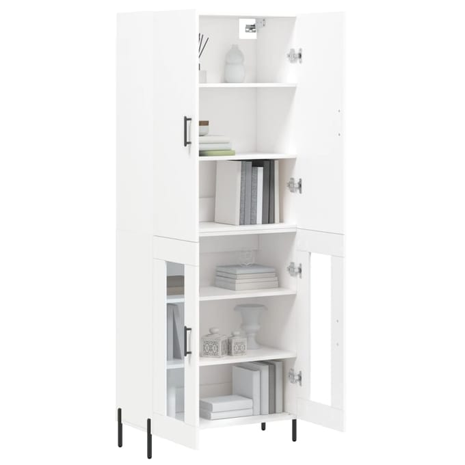 vidaXL - Hoge - kast - 69,5x34x180 - cm - bewerkt - hout - wit