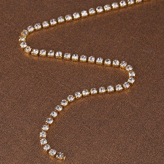 Helder Glas Strass Cupketting Kristal Naaiben Accessoire Decoratie (Goud) white