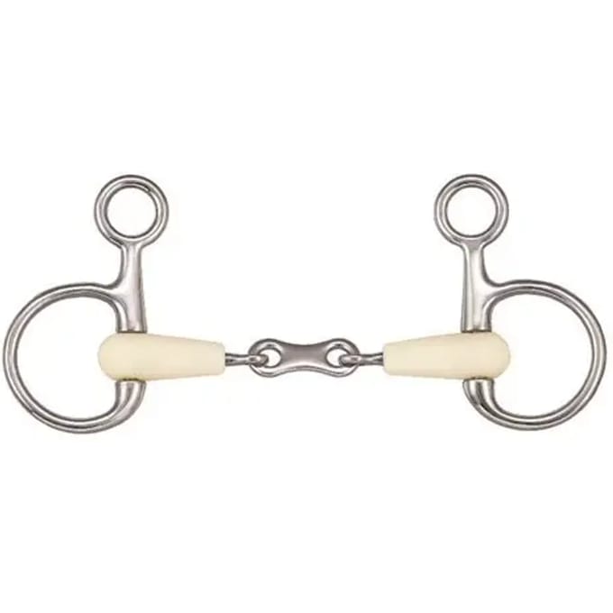Dubbelgebroken paardenbit + koppeling Soyo Happy mouth