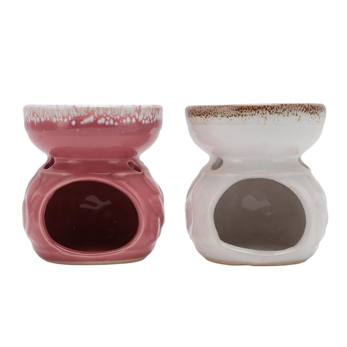 2 Stuks Keramische Theelichthouder Waxmelter Langdurige Essentiële Olie Brander Wierook Diffuser gray