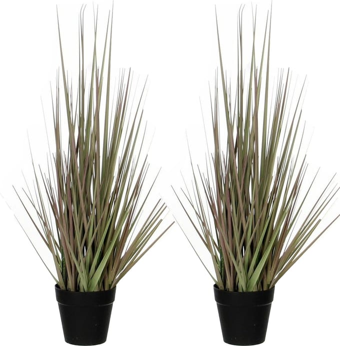 Mica Decorations - 2 st - gras kunstplant - groen/paars - H53 x D30 cm