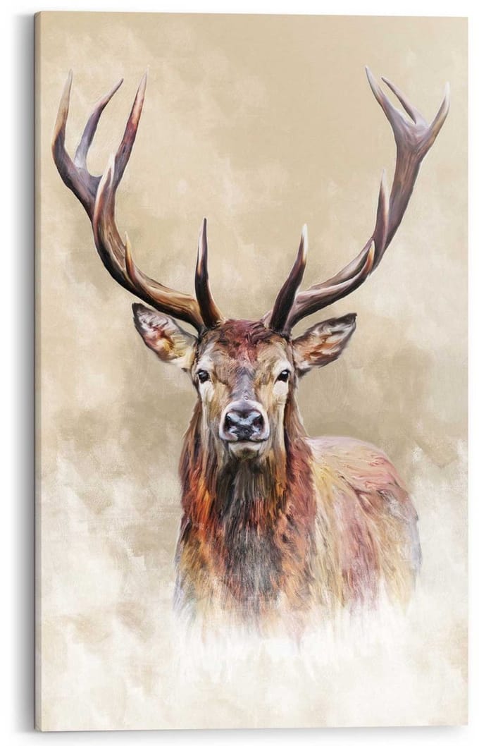 Schilderij Getekend hert - 118 x 70 - Hout - REINDERS