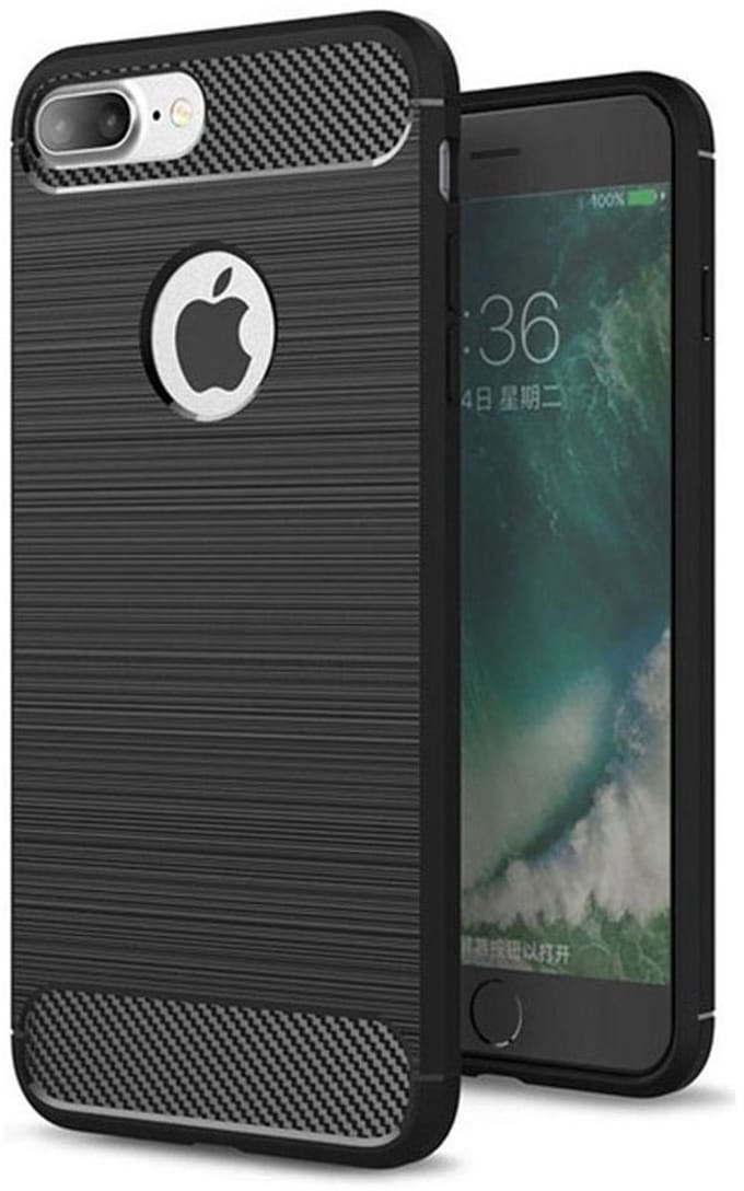Mobiq Carbon Look Hoesje geschikt voor iPhone 8 Plus / geschikt voor iPhone 7 Plus - Flexibele TPU Case