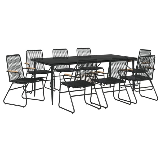 vidaXL - 9-delige - Tuinset - PVC-rattan - zwart