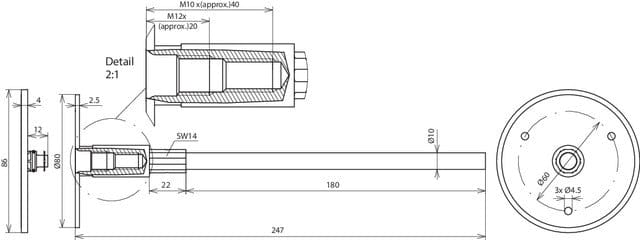 DEHN vaste aardingsklem M10 M12 V4A L245 met samengeperste as - 478049