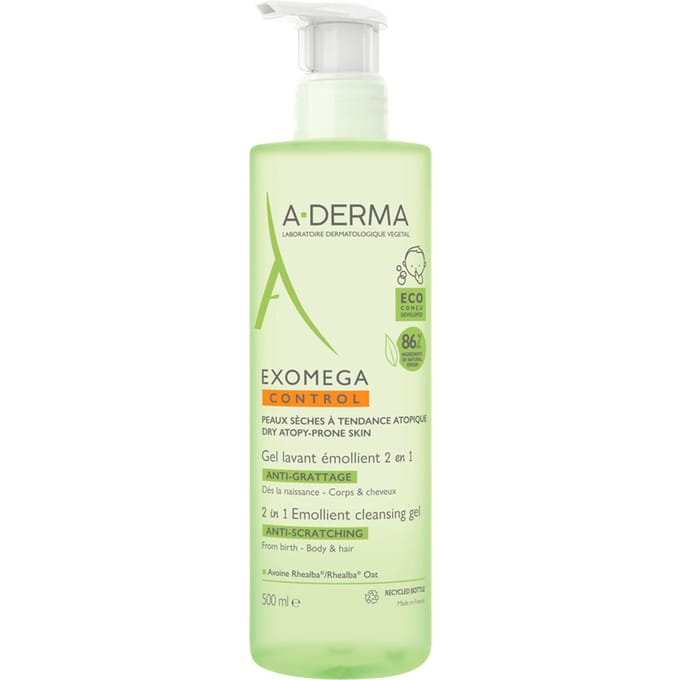 A-Derma Exomega Control 2 In 1 Reinigingsgel 500ml