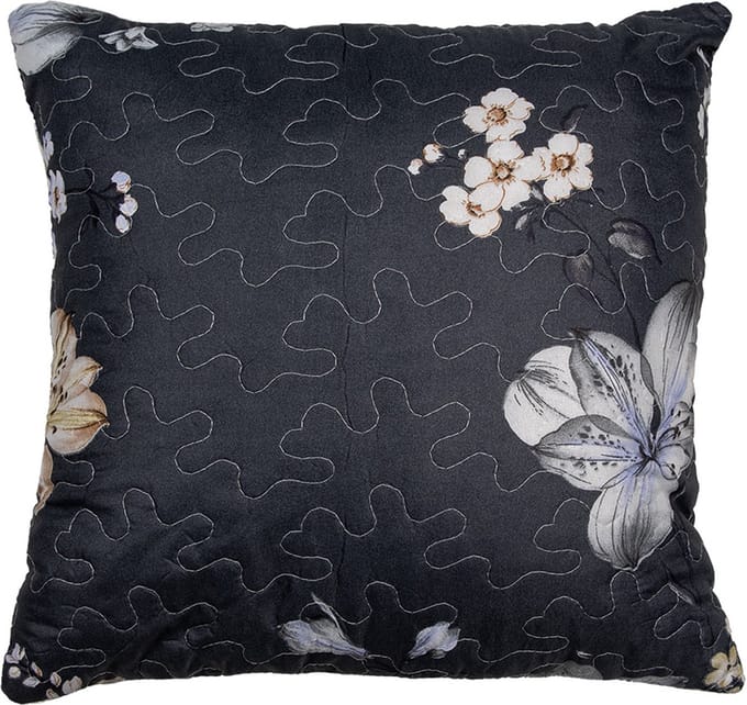 Clayre & Eef Kussenhoes 40x40 cm Grijs Beige Polyester Bloemen