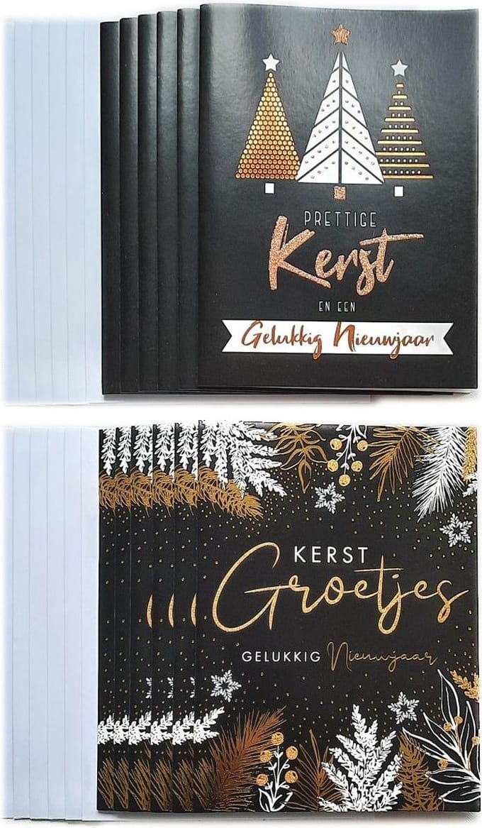Kerstkaarten – 12 Stuks – Kerst Groetjes - 15 x 11 cm - K-172