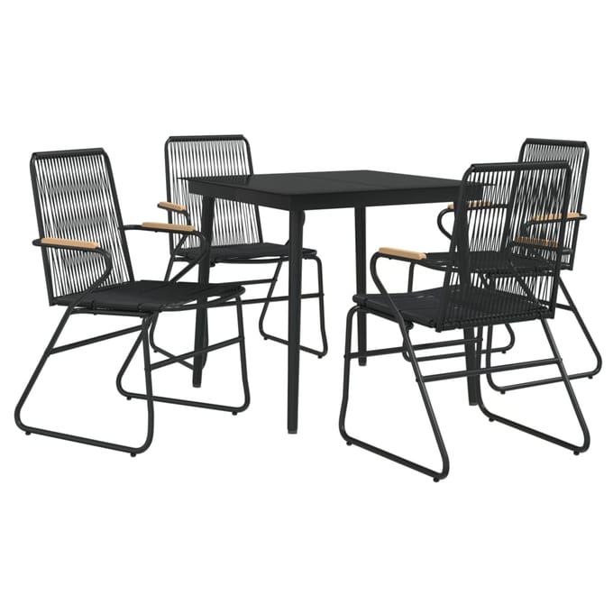 vidaXL - 5-delige - Tuinset - PVC-rattan - zwart