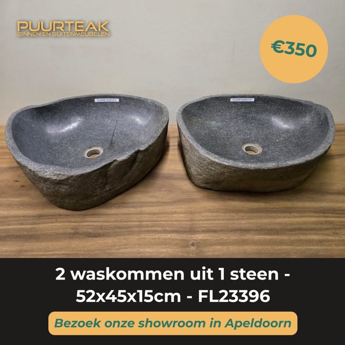 2 waskommen uit 1 steen - 52x45x15cm - FL23396