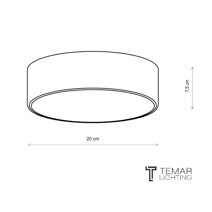 TEMAR LIGHTING Plafondlamp Cleo, Ø 20 cm, IP54, grijs, metaal, E27