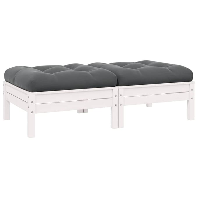 vidaXL - Tuinbank - 2-zits - met - kussens - massief - grenenhout - wit