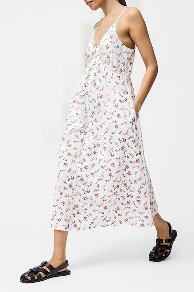 French Connection Florianna Strappy Dress Summer White Multi Taglia: 6 | Abiti Midi Outlet | Donna | Bianco