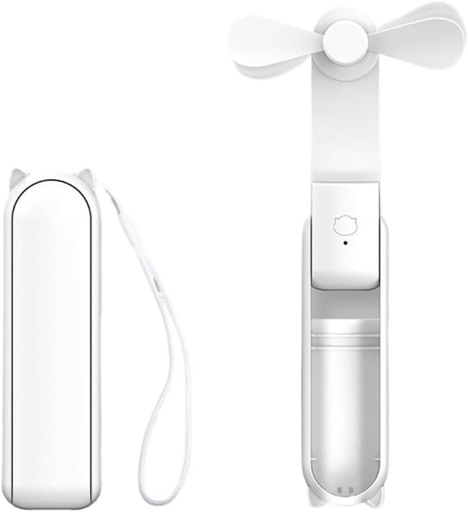 Mini handventilator - Draagbare miniventilator - USB-ventilator - opvouwbaar - drie snelheden - verborgen zachte bladen - 270° vrije verstelling - wit
