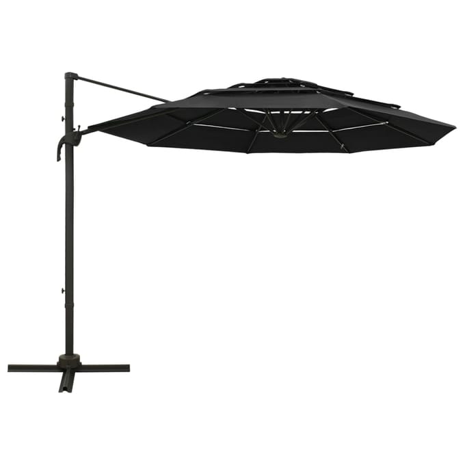 vidaXL - Parasol - 4-laags - met - aluminium - paal - 3x3 - m - zwart