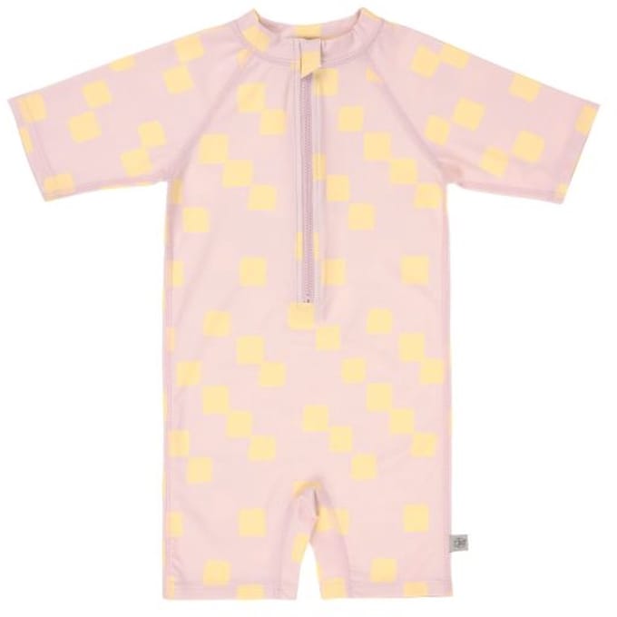 Lässig Checkerboard UV Pakje Korte Mouw - Maat 86 - Pale Pink/Yellow