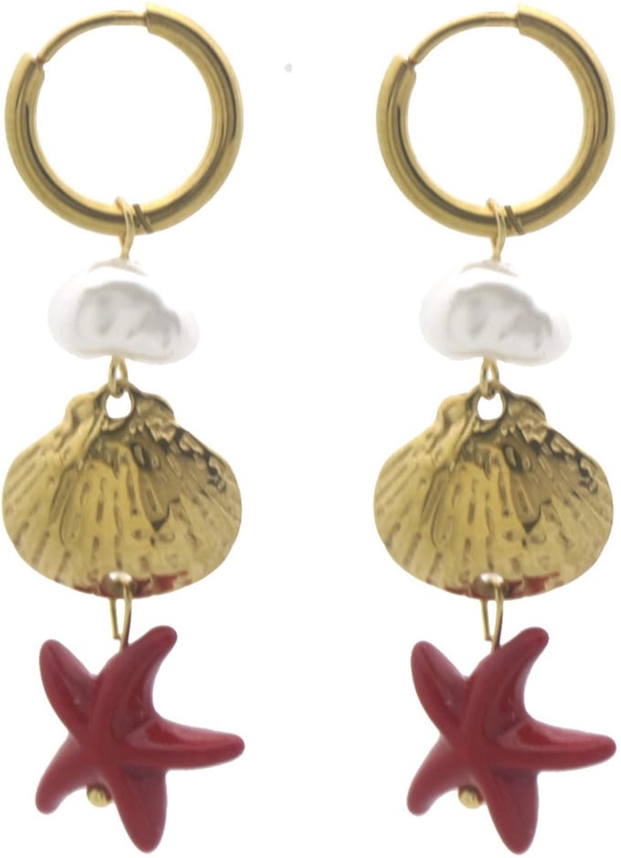 Oorbellen Zeester – Edelstaal – 4.5x1.5cm – Goudkleurig