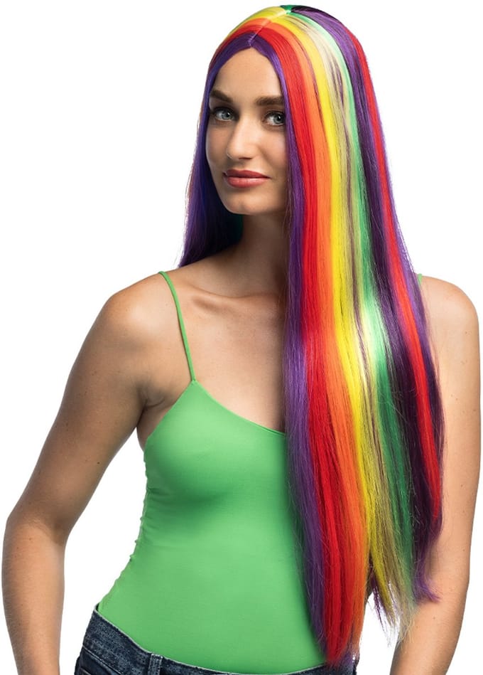 Boland - Pruik Unity lang Multi - Steil - Lang - Vrouwen - Showgirl - Pride - Fantasy