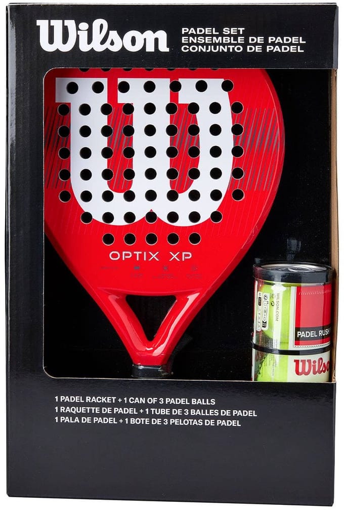 Pack Racket Wilson Optix Xp Red And Can Of Balls Wilson Rush