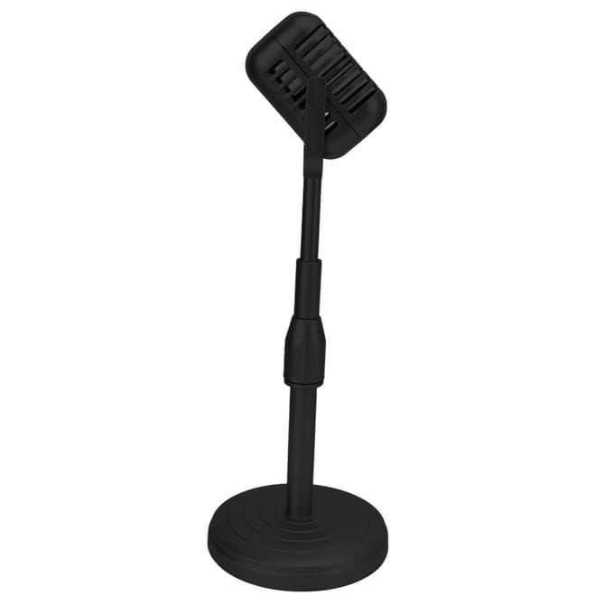 Simulatie ouderwets microfoonmodel met stabiele basis en steunstang Retro-stijl microfoonset zilver