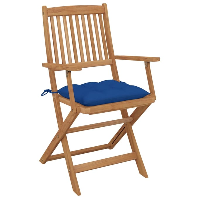 vidaXL - Opklapbare - stoelen, - 8 - stuks, - inclusief - kussens, - van - massief - acaciahout