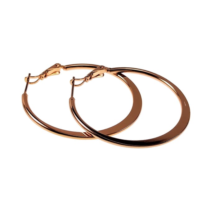 ∅40mm Oorbellen Dames - Rosé Gold Plating - Oorringen Platte -Design