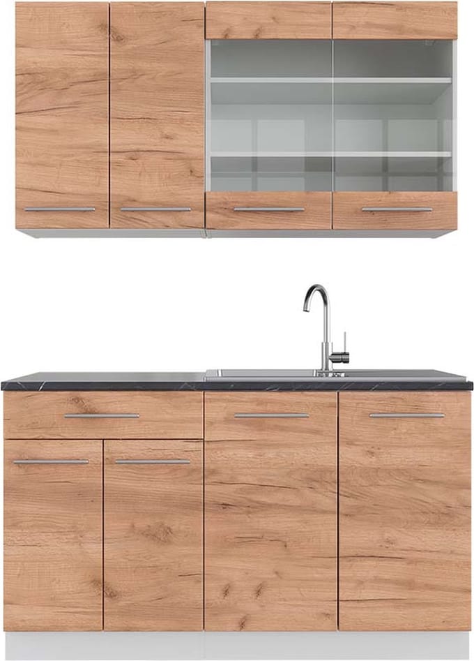Vicco Fame-Line Eenpersoonskeuken – 140 cm, WB Antraciet Eik goud/wit